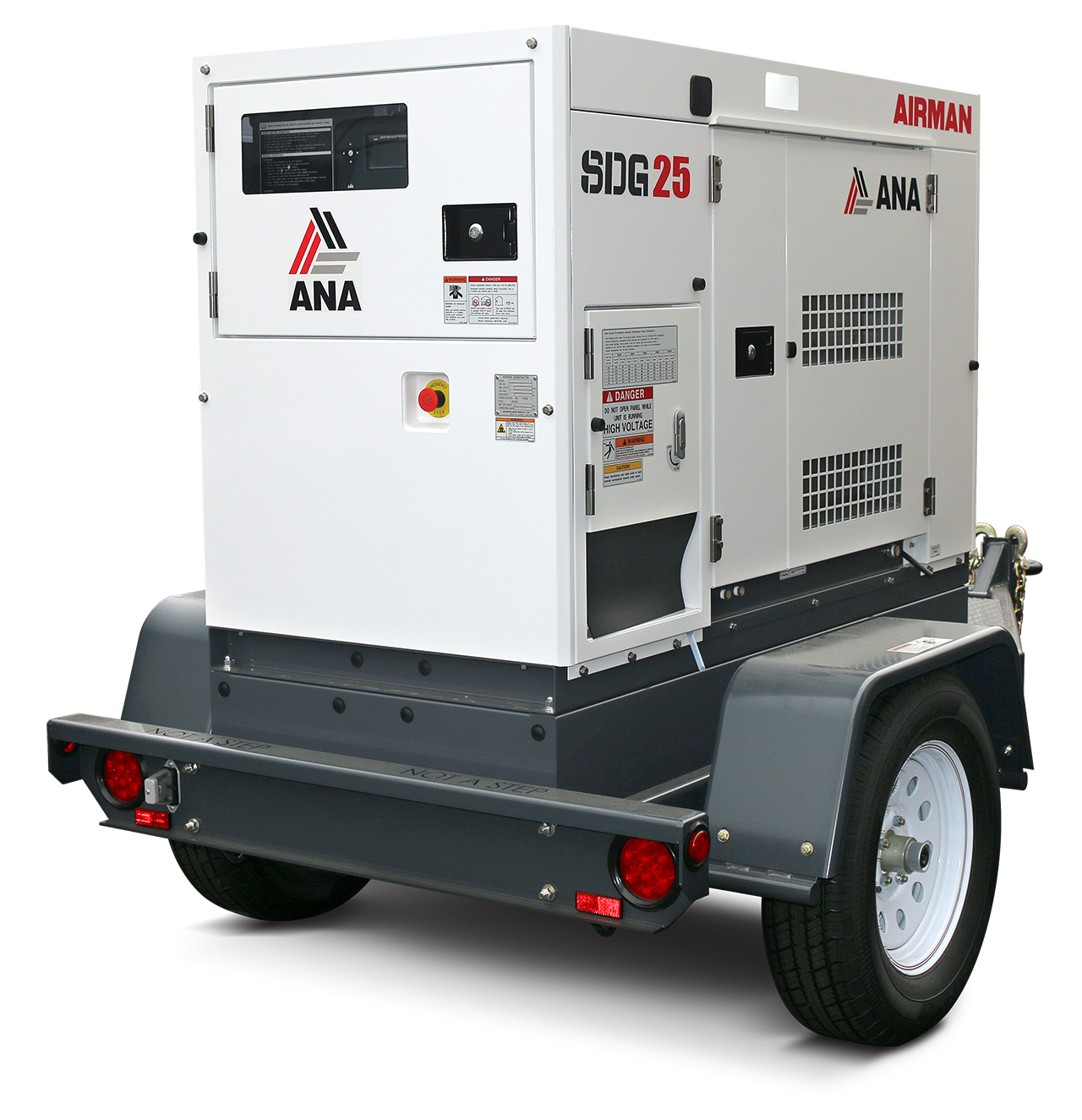 The SDG25 generator from AIRMAN, with its Isuzu diesel engine, runs over 32 hours at full load, delivering 20kW of prime power. Auto start is a standard feature and has the industry’s best automatic voltage regulation of +/- 0.5% and an exterior potentiometer allowing for precise voltage selection.