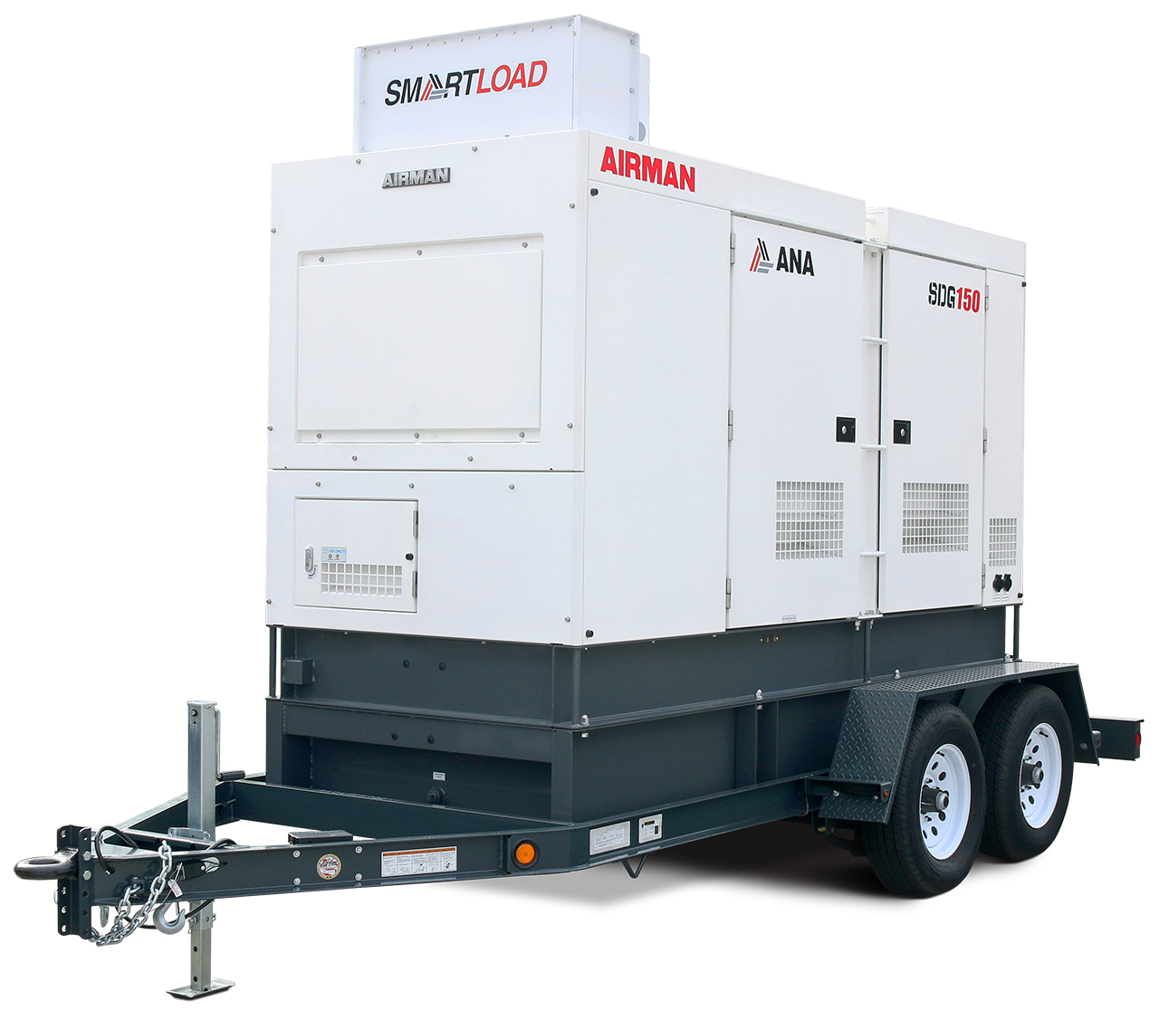 AIRMAN’s 150 kVA prime power generator provides 394 amps at three-phase 208 volt, 180 amps at 480 volt and over 360 amps in single phase 240 volt. You get over 24-hour runtime at full load, and at 66 dBA it is the quietest in the industry.