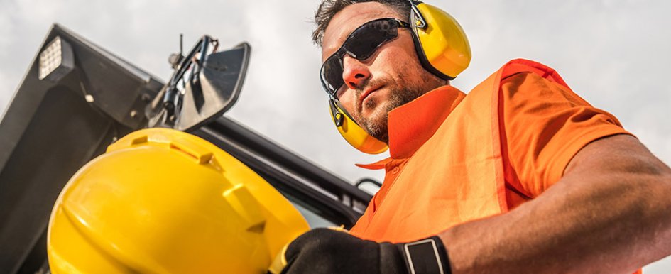 worker with hearing protection