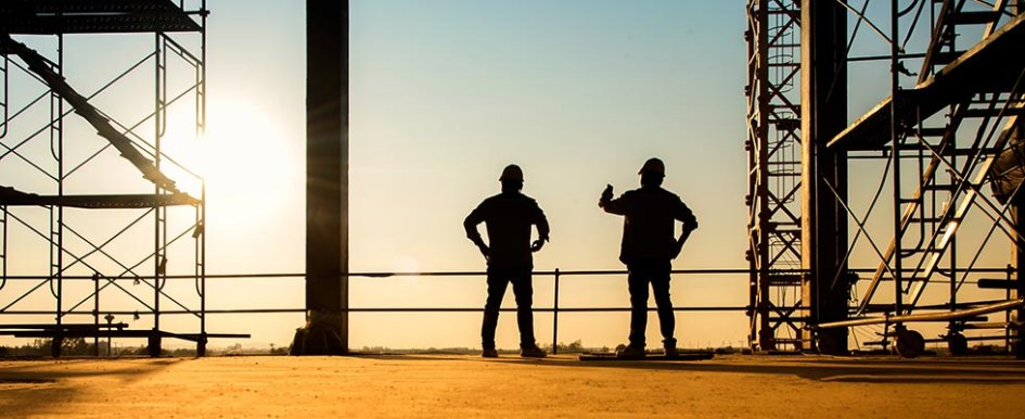 Workers looking at horizon