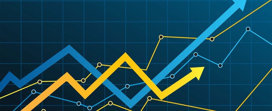 graph with arrows trending upward